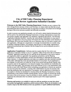 City of Mill Valley Planning Department Design Review Application