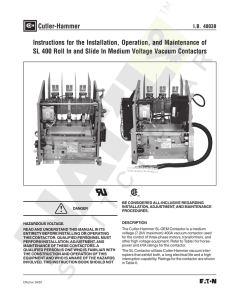 Cutler-Hammer Instructions for the Installation, Operation, and