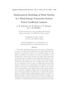 Mathematical Modelling of Wind Turbine in a Wind Energy