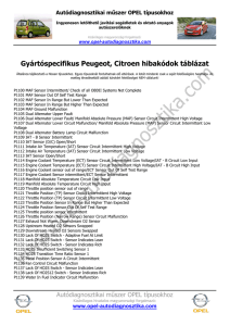 Peugeot Citroen hibakód táblázatok www.opel