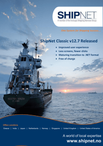 ShipNet Classic v12.7 Released www.shipnet.no
