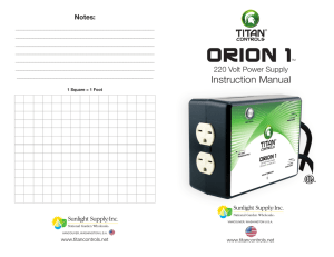 Titan Controls Orion 1 Manual
