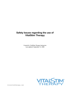 Safety Issues regarding the use of VitalStim Therapy