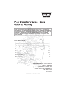 Plow Operator`s Guide - Basic Guide to Plowing
