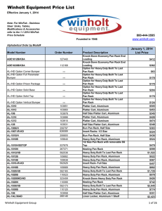 Winholt Equipment Price List