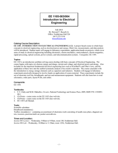 EE 1105-003/004 Introduction to Electrical Engineering