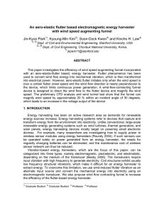 An aero-elastic flutter based electromagnetic energy harvester with