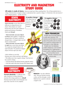 ELECTRICITY AND MAGNETISM STUDY GUIDE