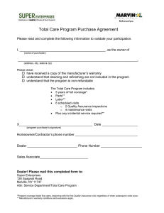 Total Care Program Agreement
