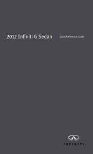 2012 Infiniti G Sedan | Quick Reference Guide | Infiniti USA