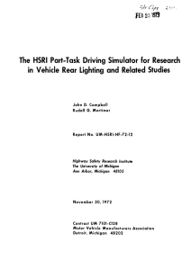 The HSRl Part-Task Driving Simulator for Research in Vehicle Rear