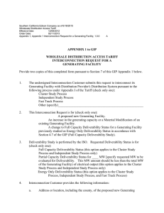 APPENDIX 1 to GIP WHOLESALE DISTRIBUTION ACCESS TARIFF