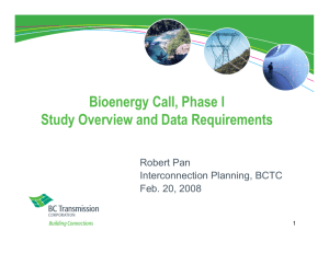 BCTC – Data Requirements and Studies
