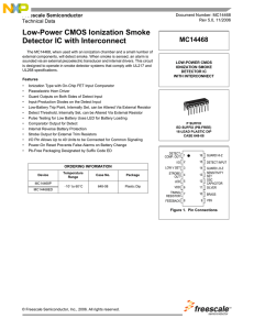 MC14468, Low-Power CMOS Ionization Smoke Detector IC