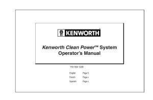 Kenworth Clean Power™ System Operator`s