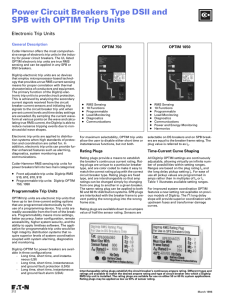 Power Circuit Breakers Type DSII and SPB with OPTIM Trip Units