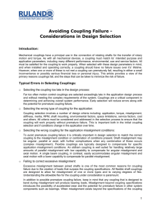 Avoiding Coupling Failure - Considerations in Design