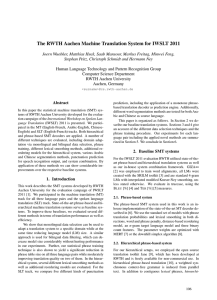 The RWTH Aachen Machine Translation System for IWSLT 2011