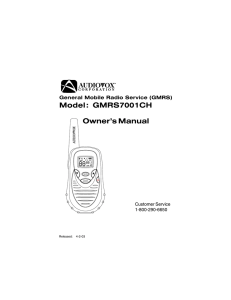 Owners Manual - Buy Two Way Radios