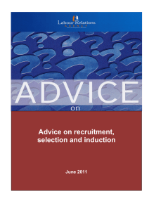 Advice on recruitment, selection and induction