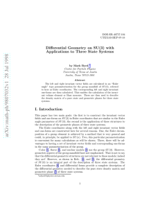 Differential Geometry on SU (3) with Applications to Three State