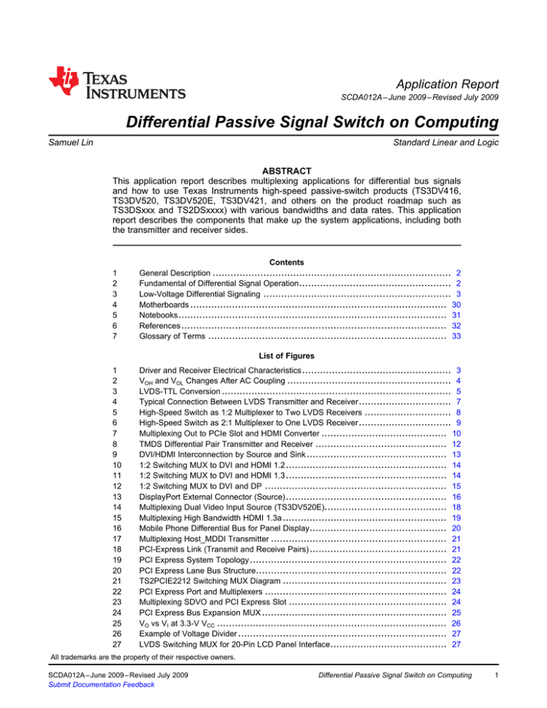 Differential Passive Signal Switch on Computing