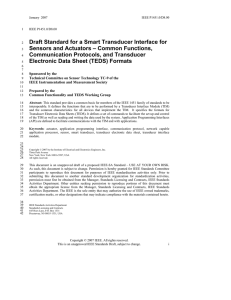 Draft Standard for a Smart Transducer Interface for Sensors and