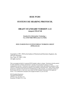 IEEE P1281 SYSTEM USE SHARING PROTOCOL DRAFT