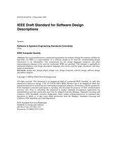 IEEE Draft Standard for Software Design Descriptions