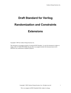 Draft Standard for Verilog Randomization and Constraints Extensions