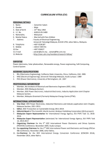 CV Sept 2015 Prof Zainal Salam - Centre of Electrical Energy Systems