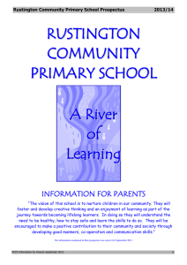 RUSTINGTON COMMUNITY PRIMARY SCHOOL A River of Learnin