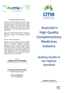 Australia`s High Quality Complementary Medicines Industry