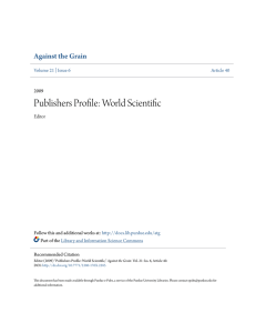 Publishers Profile: World Scientific - Purdue e-Pubs