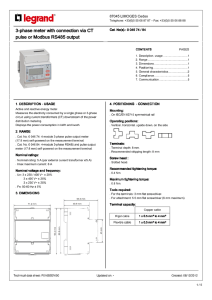 3-phase meter with connection via CT phase meter with