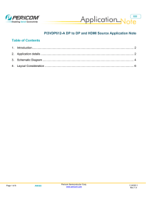 PI3VDP612-A DP to DP and HDMI Source Application Note Table of