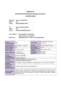 Syllabus for EE 361 Electromechanical Energy Conversion Fall