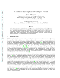 A Multifractal Description of Wind Speed Records