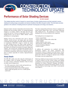 NRC CONSTRUCTION Performance of Solar Shading Devices