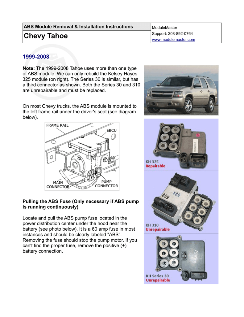 Chevy Tahoe - ModuleMaster  StudyLib