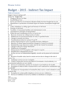 Budget – 2015 -‐ Indirect Tax Impact