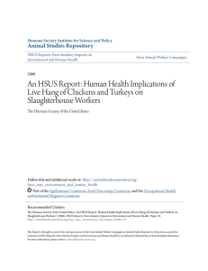 An HSUS Report: Human Health Implications of Live Hang of