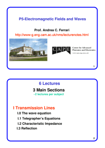 6 Lectures 3 Main Sections I Transmission Lines