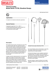 Thermocouples Model Series TC7X0, Sheathed Design