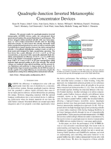 Quadruple-Junction Inverted Metamorphic Concentrator Devices