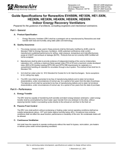 Guide Specifications for RenewAire EV450IN, HE1XIN