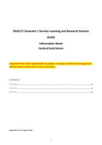 2016/17 Semester 1 Service-Learning and Research Scheme (SLRS)