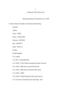 1 Combined CTBT Station Lists Monitoring Stations of Potential Use