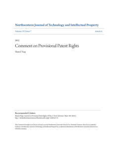 Comment on Provisional Patent Rights