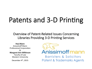 Patents and 3D Printing